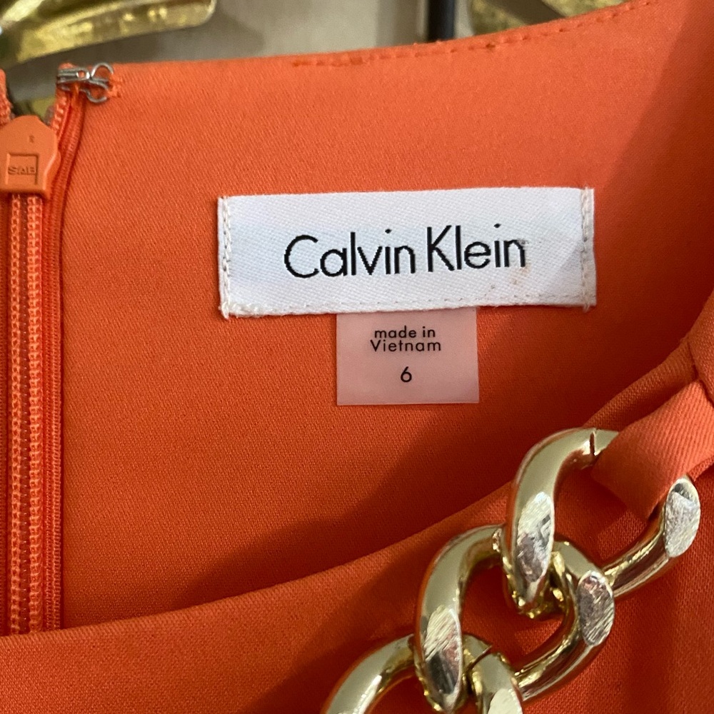 Calvin Klein Vibrant Orange Midi Dress - Picture 3 of 3